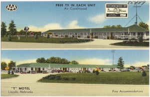 Free TV in each unit, air conditioned, "Y" Motel, Lincoln, Nebraska, fine accommodations