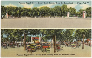 Famous Royal Grove -- Peony Park, looking from the bandstand. Famous Royal Grove -- Peony Park, looking from the fountain stand