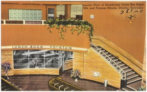 Interior view of Greyhound Union Bus Depot, 18th and Farnam Streets, Omaha, Nebraska