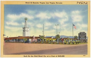 Hotel El Rancho Vegas, Las Vegas, Nevada. Built by the Hull Hotel Co. at cost of $425,000