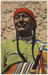 Pueblo Indian governor with "Abraham Lincoln cane"