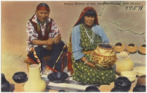 Pottery makers at San Ildefonso Pueblo, New Mexico