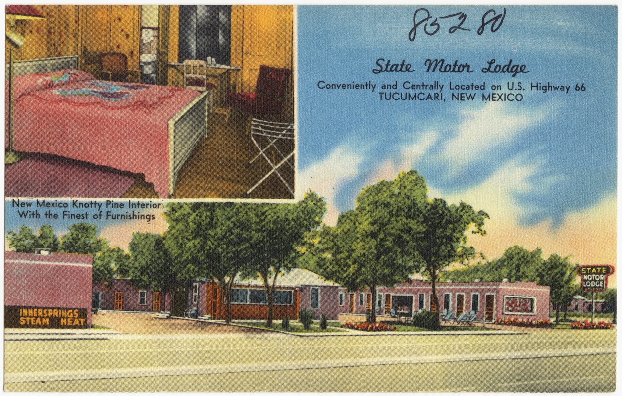 State Motor Lodge, conveniently and centrally located on U.S. Highway 66, Tucumcari, New Mexico