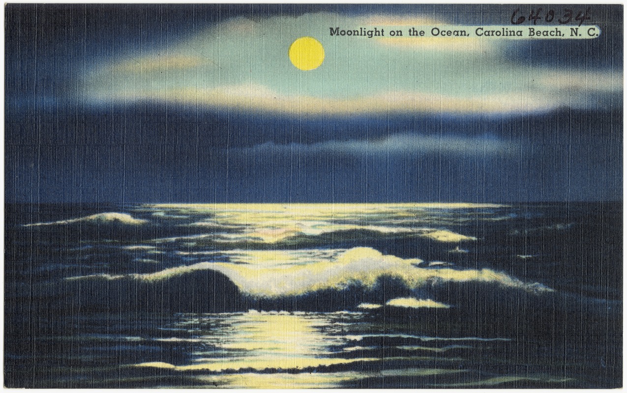 Moonlight on the ocean, Carolina Beach, N. C.