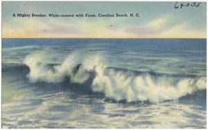 A mighty breaker, white-crested with foam, Carolina Beach, N. C.