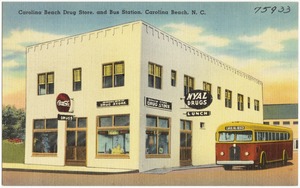 Carolina Beach Drug Store, and Bus Station, Carolina Beach, N. C.