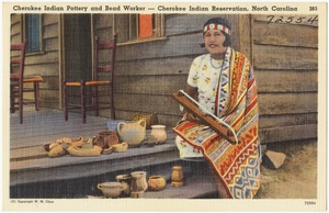 Cherokee Indian pottery and bread worker -- Cherokee Indian Reservation, North Carolina