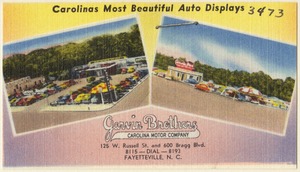 Carolinas most beautiful auto displays, Garvin Brothers Carolina Motor Company, Fayetteville, N. C.