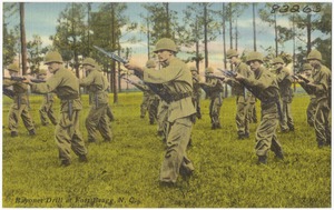 Bayonet drill at Fort Bragg, N. C.
