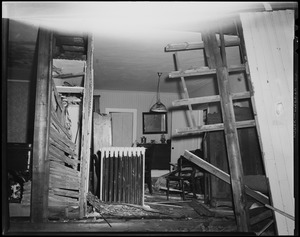 Interior view of home damaged by tornado