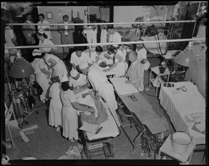 Nurses and doctors attending to patients