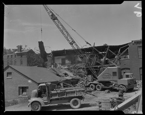 Granger Contracting Co. crane removing debris left by tornado