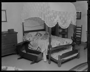 Bedroom with bed, crib, and pull-out bed, most likely at Adams National Historical Site