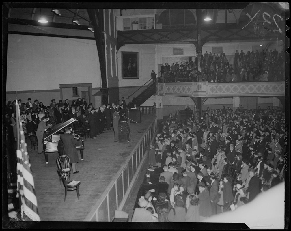 Stage and crowd during revival service with Billy Graham