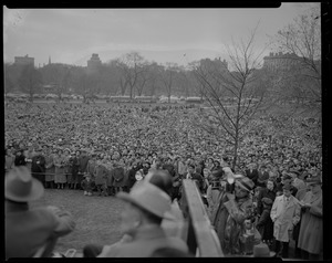 Large crowd standing in Boston Common for Billy Graham event