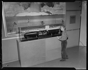 James Garvey of Melrose viewing "Nautilus," first U.S. atomic-powered submarine