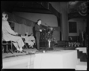 Vice President Richard Nixon speaking at podium during VFW event