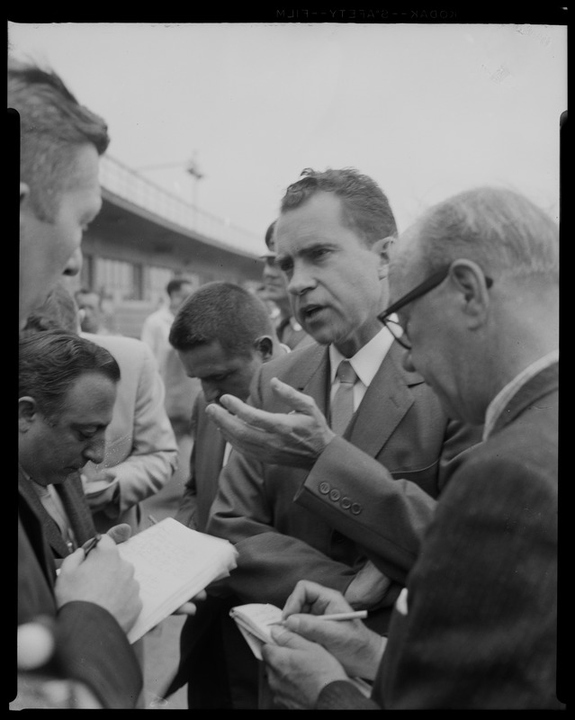 Vice President Richard Nixon talking to reporters - Digital Commonwealth