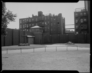 Walls, guard tower, and grounds of Charles Street Jail