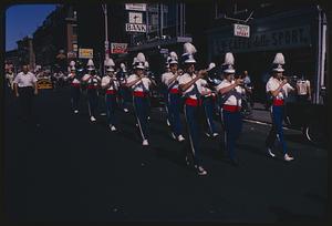 Marching band, parade, Hanover Street, Boston