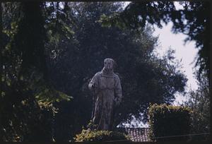 Monk statue, Mission San Gabriel Arcangel