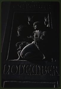 Relief sculpture panel representing month of November, Salmon Tower Building, Manhattan, New York