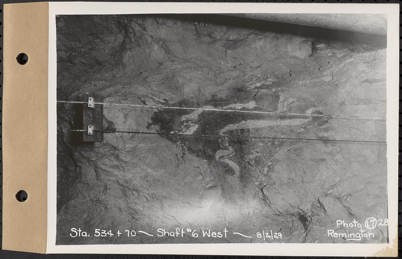 Contract No. 17, West Portion, Wachusett-Coldbrook Tunnel, Rutland, Oakham, Barre, Sta. 534+70, Shaft 6 west, Rutland, Mass., Aug. 2, 1929