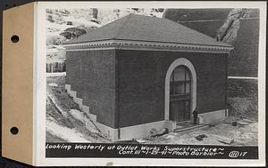 Contract No. 111, Winsor Dam Outlet Works Superstructure, Belchertown, looking westerly at outlet works superstructure, Belchertown, Mass., Jan. 29, 1941