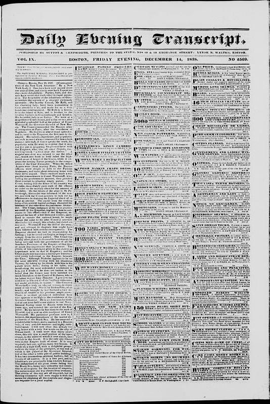 Daily Evening Transcript. December 14, 1838 - Digital Commonwealth