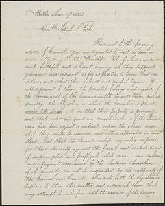 Mashpee Revolt, 1833-1834 - Letter from Gov. Levi Lincoln to Josiah J. Fiske, June 27, 1833