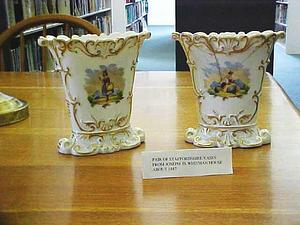 Paris porcelain spill vase with figural scenes