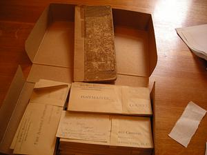 Box of post office documents