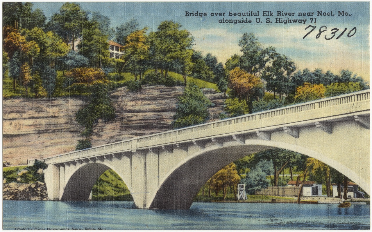 Bridge over beautiful Elk River near Noel, Mo., alongside U.S. Highway