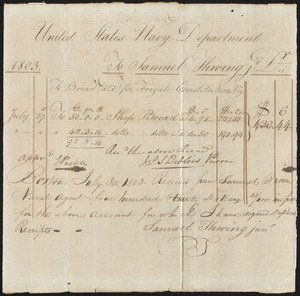 Receipt for Ship's Bread, July 27, 1803