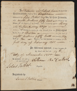Pay Allotment for William McCullock, November 17, 1800
