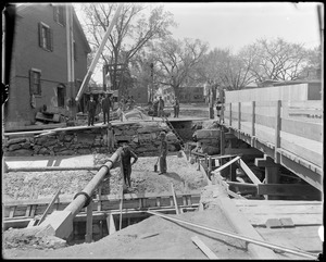 Head gate construction, showing arches being covered with concrete