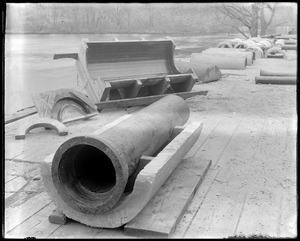 Cement casing around town water pipe over arches