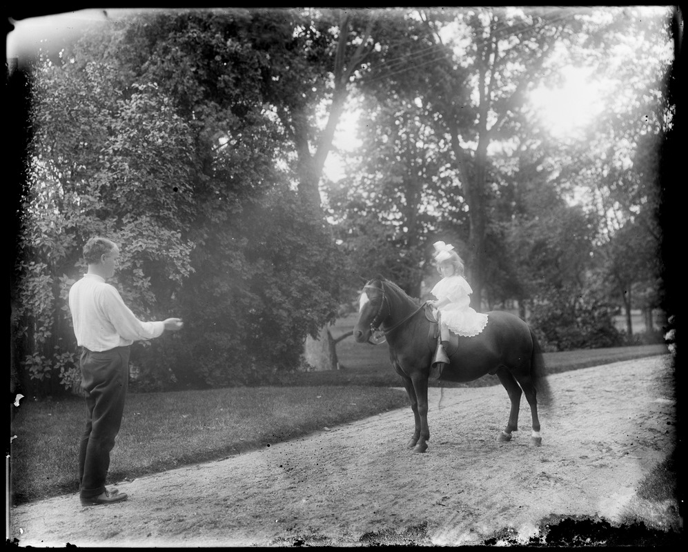 Grace Helen Talbot on pony. E. Towle in front