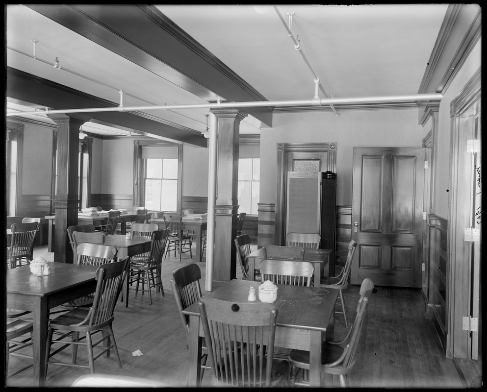 Talbot Mills lunch room, showing reading tables - Digital Commonwealth