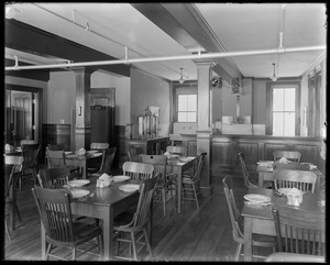 Talbot Mills lunch room, showing tea and coffee urns and counter