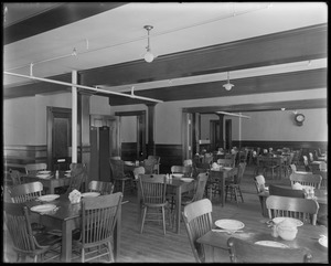 Talbot Mills lunch room, looking towards the men's room