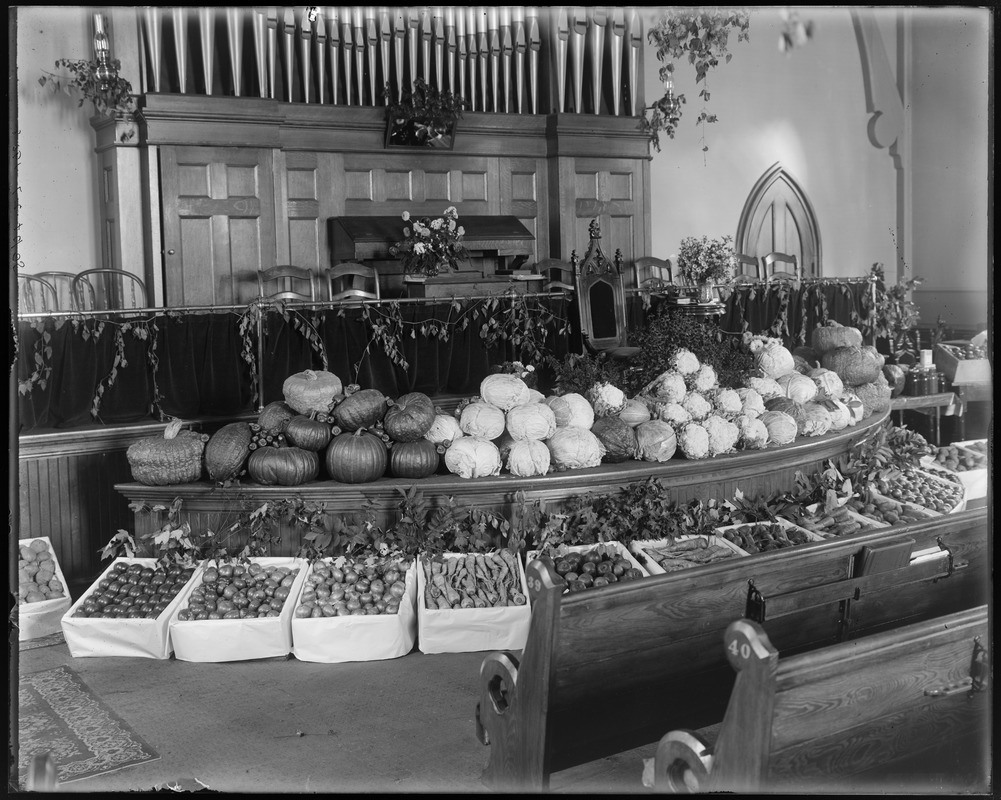 Vegetable exhibit at Baptist Church, No. Billerica