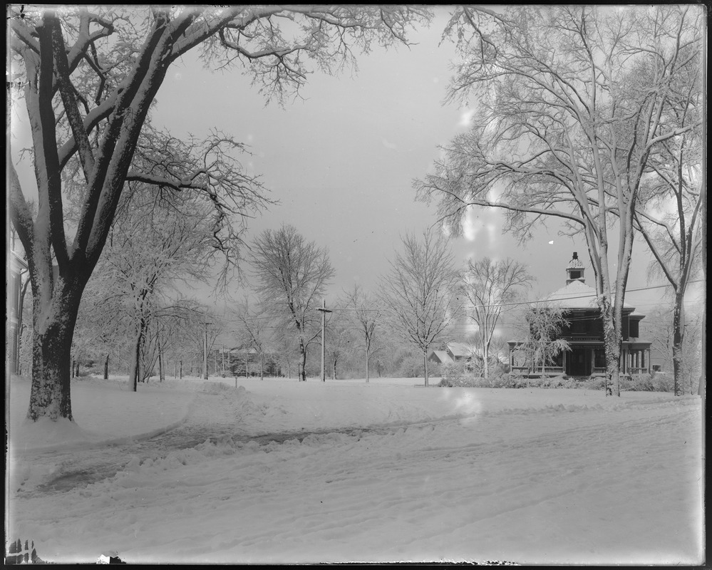Post Office and Talbot Avenue from in front of Rep. Club House, snow view