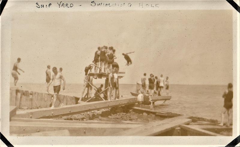 U.S. Marines at the "ship yard swimming hole" at U.S. Marine base Quantico, VA