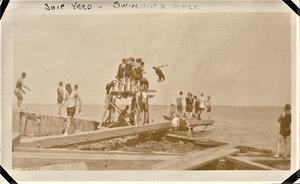 U.S. Marines at the "ship yard swimming hole" at U.S. Marine base Quantico, VA