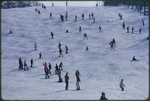 Boston area - Blue Hill ski slopes. 10 miles from center of Boston just across line into Milton - Great Blue Hill ski area maintained by Metropolitan District Commission, available by street car and bus from inner city