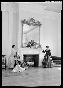 Hamilton Hall, Chestnut Street, Salem: interior, three pretty girls