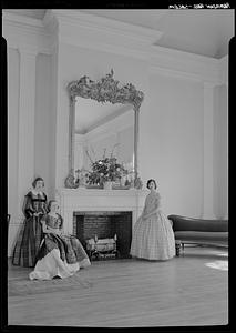 Hamilton Hall, Chestnut Street, Salem: interior, three pretty girls