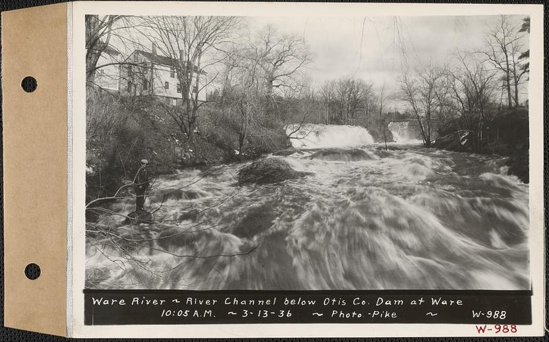 Ware River, river channel below Otis Co. dam, Ware, Mass., 10:05 AM, Mar. 13, 1936