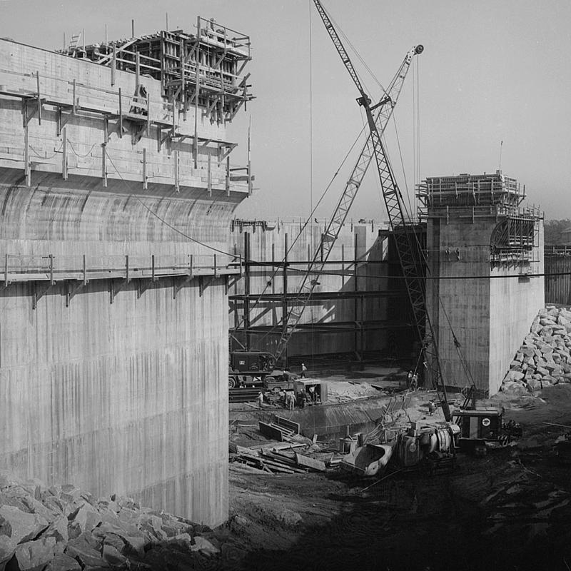 Hurricane Barrier construction, New Bedford